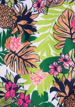 The Franky High-Waisted Bikini Bottom Green Pineapple/Floral Best