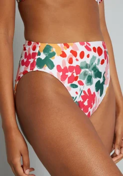 ModCloth The Franky High-Waisted Bikini Bottom White Floral Online