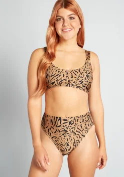 The Franky High-Waisted Bikini Bottom Brown Leopard Clearance