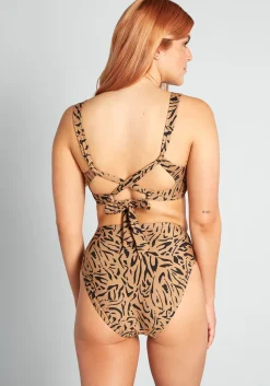 The Franky High-Waisted Bikini Bottom Brown Leopard Clearance