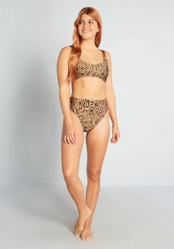 The Franky High-Waisted Bikini Bottom Brown Leopard Clearance
