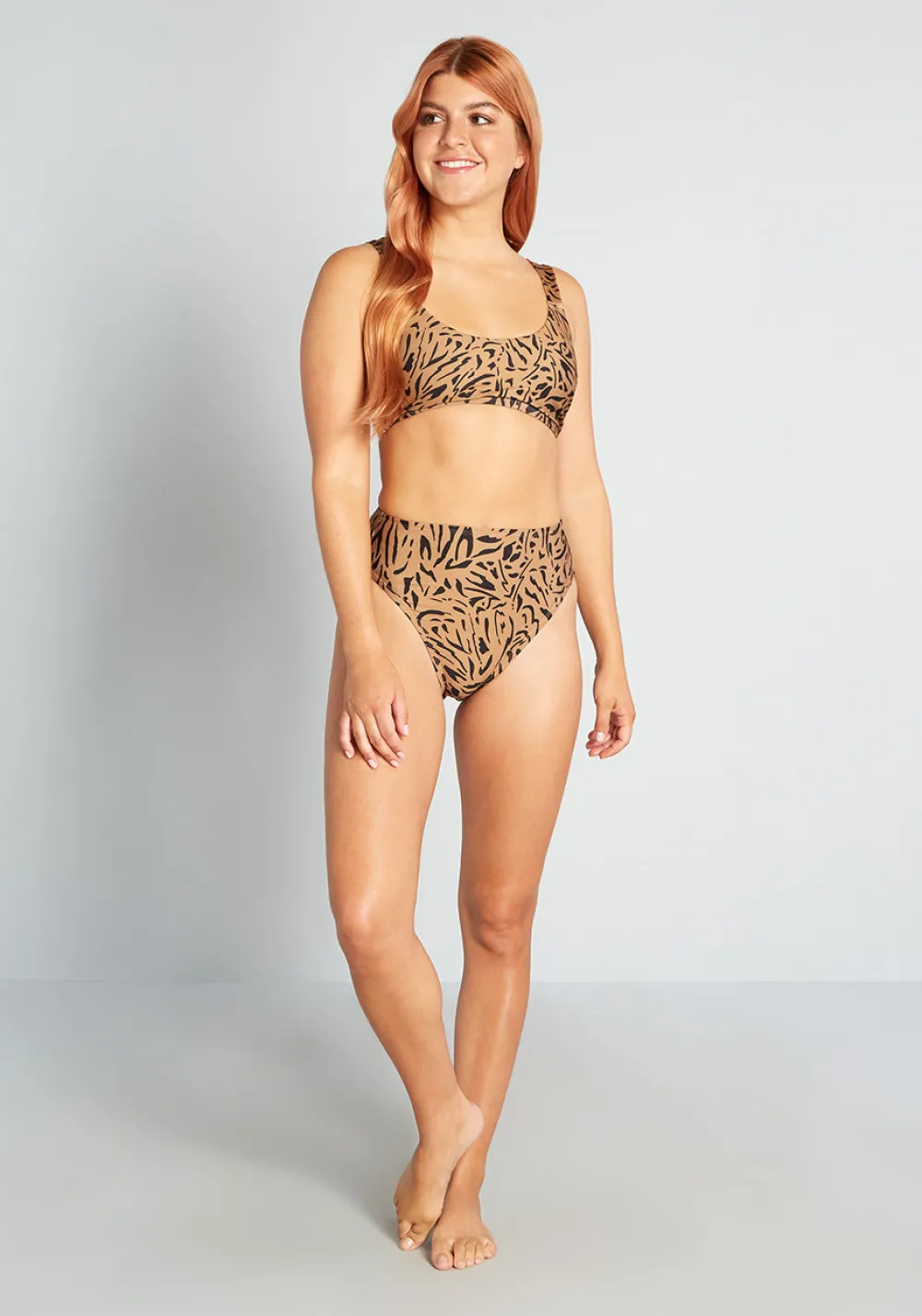 The Franky High-Waisted Bikini Bottom Brown Leopard Clearance