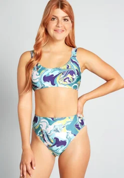 The Franky High-Waisted Bikini Bottom Blue Marble Online