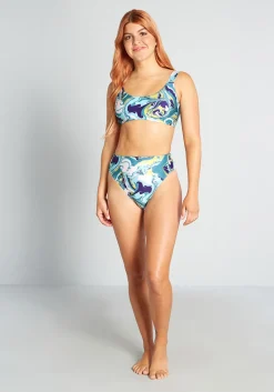 The Franky High-Waisted Bikini Bottom Blue Marble Online