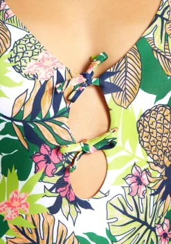 Fortune Swimwear, LLC The Havana One-Piece Swimsuit Green Pineapple Floral