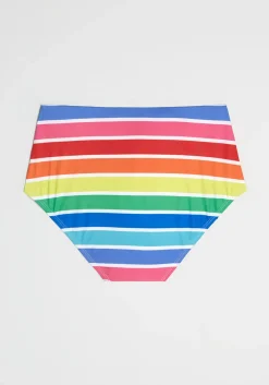 ModCloth The JoJo High-Waisted Bikini Bottom Rainbow Stripes Hot