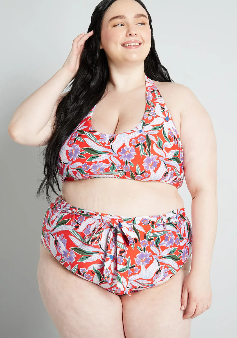 ModCloth The JoJo High-Waisted Bikini Bottom Red Floral Best