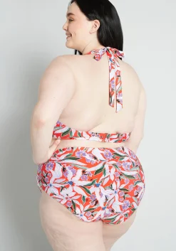 ModCloth The JoJo High-Waisted Bikini Bottom Red Floral Best