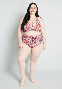 ModCloth The JoJo High-Waisted Bikini Bottom Red Floral Best