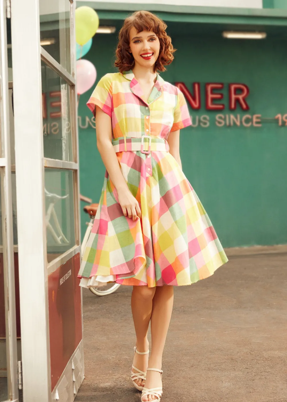 BTC The Soda Fountain Sweetheart Dress Pink Plaid Hot