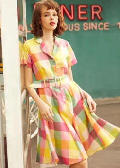 BTC The Soda Fountain Sweetheart Dress Pink Plaid Hot