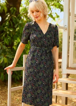 The Sunday Soirée Faux Wrap Dress Black Floral