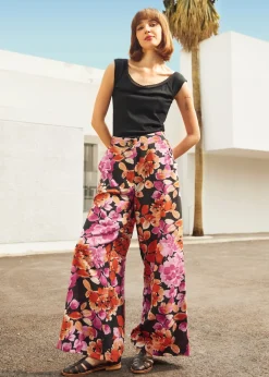 The Sunset Bloom Trousers Black Floral