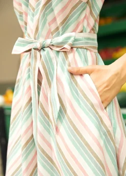 The Taffy Twist Halter Dress Stripe Hot