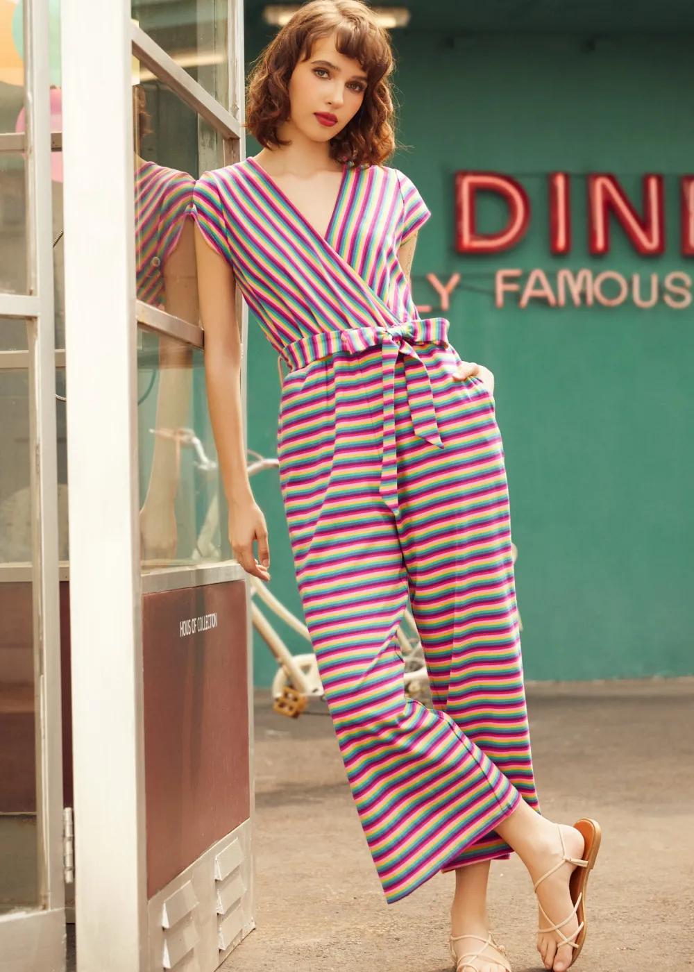 The Twist & Stripe Jumpsuit Rainbow Stripe Outlet