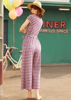 The Twist & Stripe Jumpsuit Rainbow Stripe Outlet