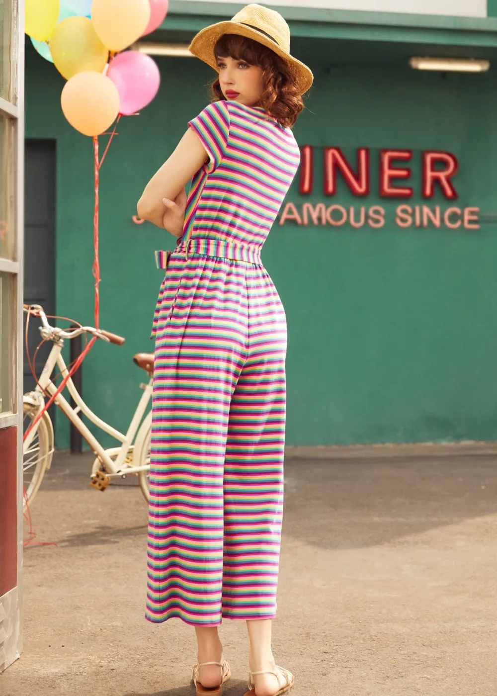 The Twist & Stripe Jumpsuit Rainbow Stripe Outlet