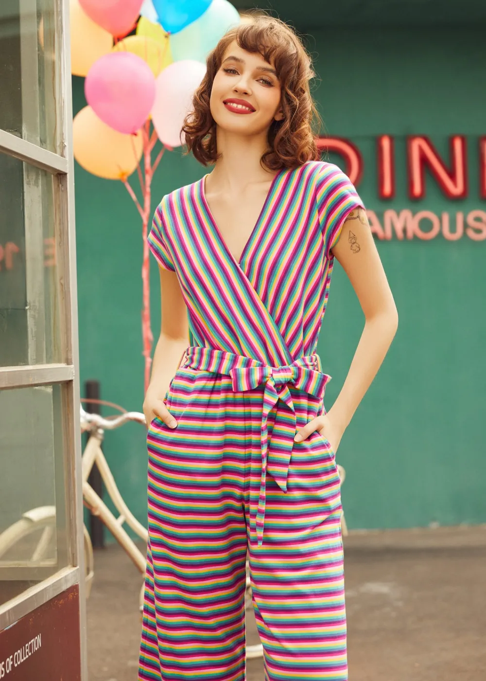 The Twist & Stripe Jumpsuit Rainbow Stripe Outlet