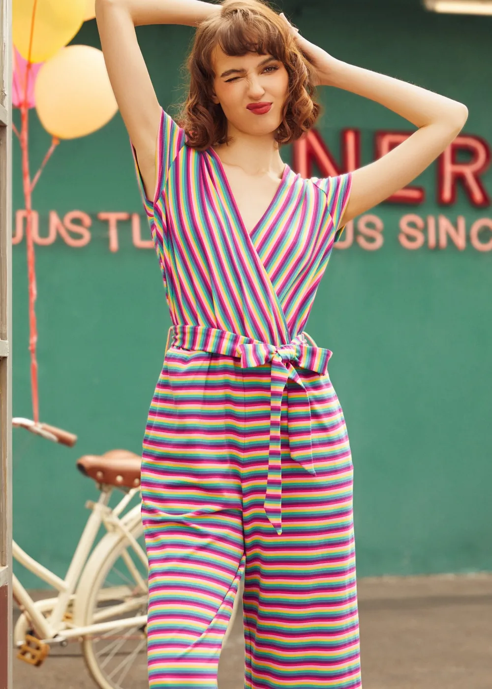 The Twist & Stripe Jumpsuit Rainbow Stripe Outlet