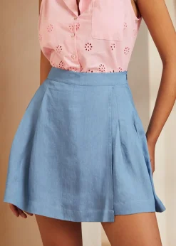 The Twist & Tie Skort Washed Indigo Clearance
