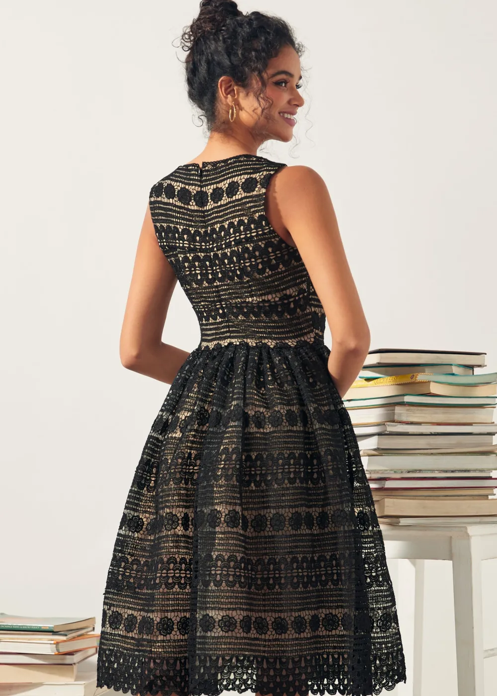 The Vivienne V-Neck Dress Black Lace Hot