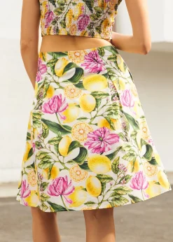 The Zest Is Yet to Come Skirt Lemon Floral Outlet