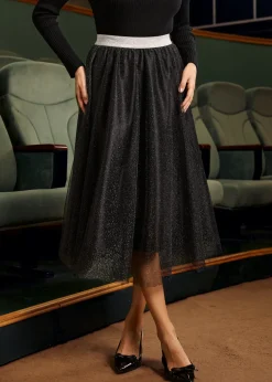 Time Capsule Tulle Midi Skirt Eclipse Noir Sale