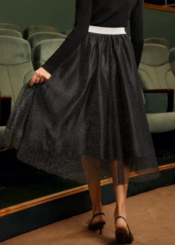 Time Capsule Tulle Midi Skirt Eclipse Noir Sale