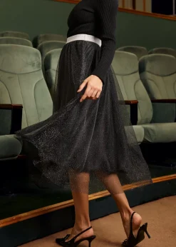 Time Capsule Tulle Midi Skirt Eclipse Noir Sale