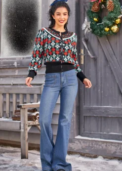 BTC Timeless Tapestry Jacquard Cardigan Eclipse Noir Outlet