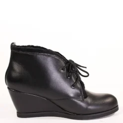 Toronto Leather Wedged Booties BLACK