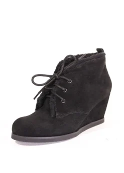 Toronto Suede Wedged Booties BLACK Hot