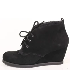 Toronto Suede Wedged Booties BLACK Hot