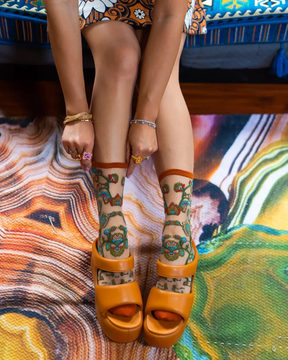 Tree of Life Sheer Crew Sock Discount