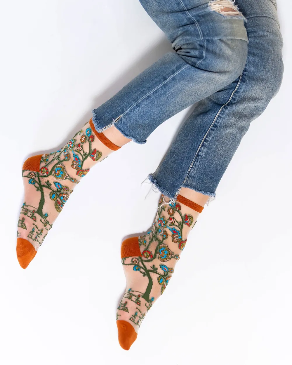 Tree of Life Sheer Crew Sock Discount