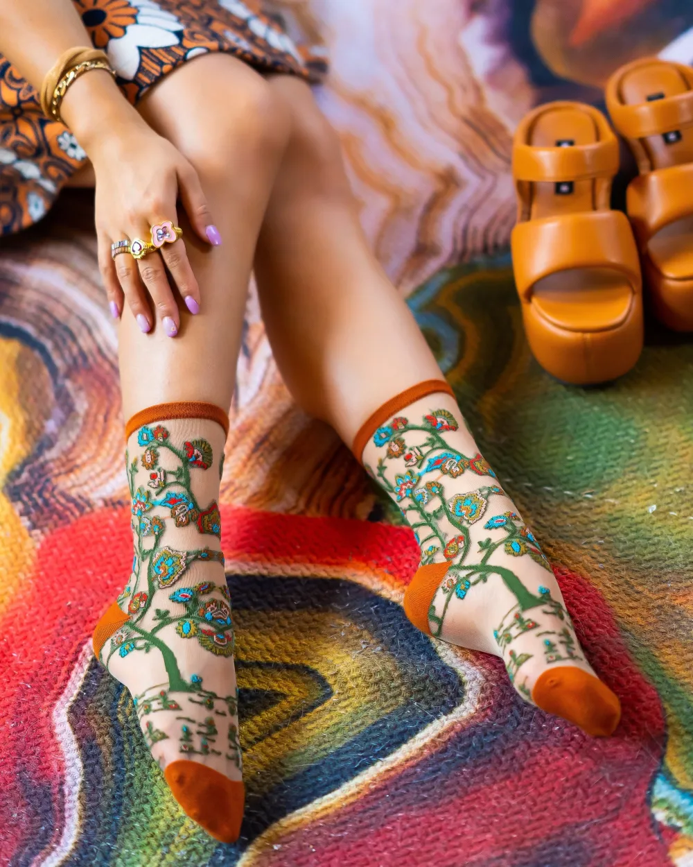 Tree of Life Sheer Crew Sock Discount