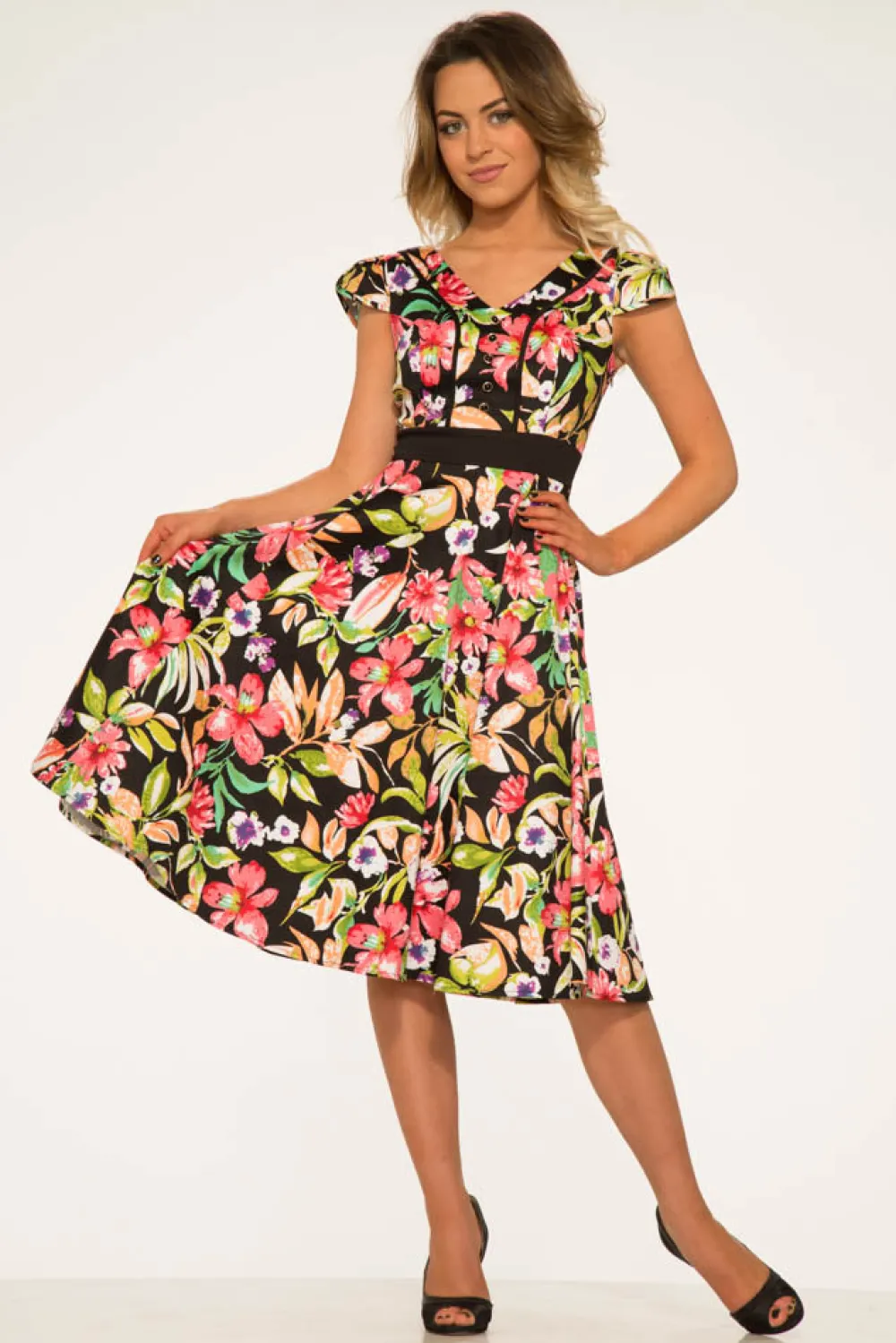 Tropical Mix Floral Swing Dress Clearance