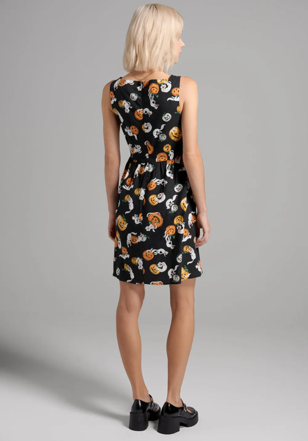 ModCloth Truth Or Square Fit And Flare Dress Boo Cats Hot
