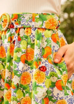 Twirl-Worthy Charm Midi Skirt Ladybug Citrus Clearance