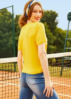 ModCloth Twist Of Fun Knit Top Yellow Sale