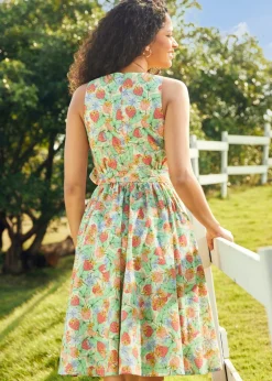 Vibrant Charm Faux-Wrap Dress Fruit Punch New