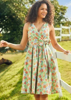 Vibrant Charm Faux-Wrap Dress Fruit Punch New