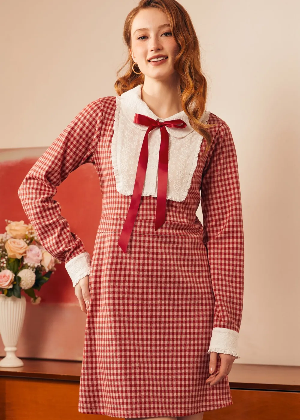 Vintage Vision Tie-Neck Dress Rose Glimmer