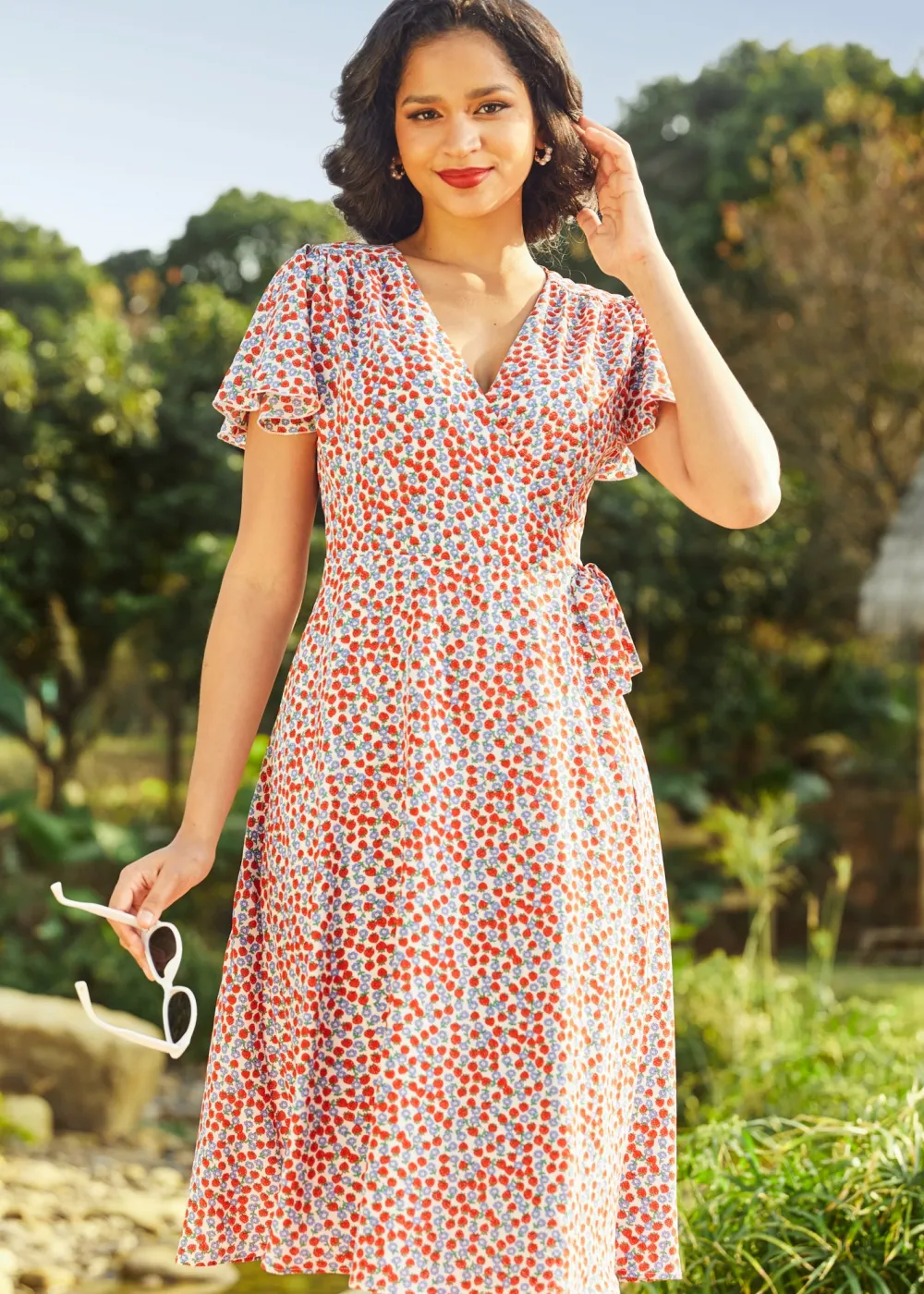 BTC Vintage Vogue Cape Dress Sapphire Poppy Speckle Sale