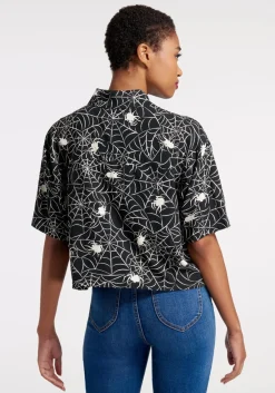 Web And Flow Button-Up Blouse Black Outlet