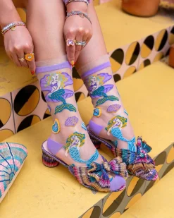 Whimsical Mermaid Ruffle Sheer Crew Sock Hot