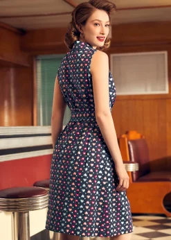 BTC Whimsical Wanderlust Shirt Dress Navy Plunge Best