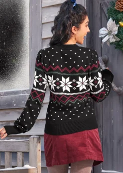 BTC Whimsical Winter Puff Shoulder Sweater Eclipse Noir Discount