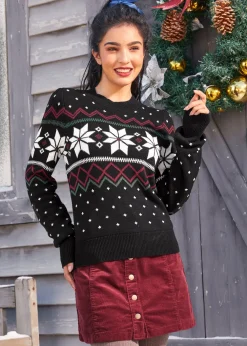 BTC Whimsical Winter Puff Shoulder Sweater Eclipse Noir Discount