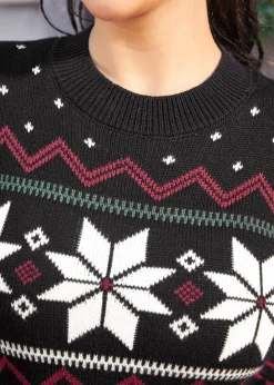 BTC Whimsical Winter Puff Shoulder Sweater Eclipse Noir Discount